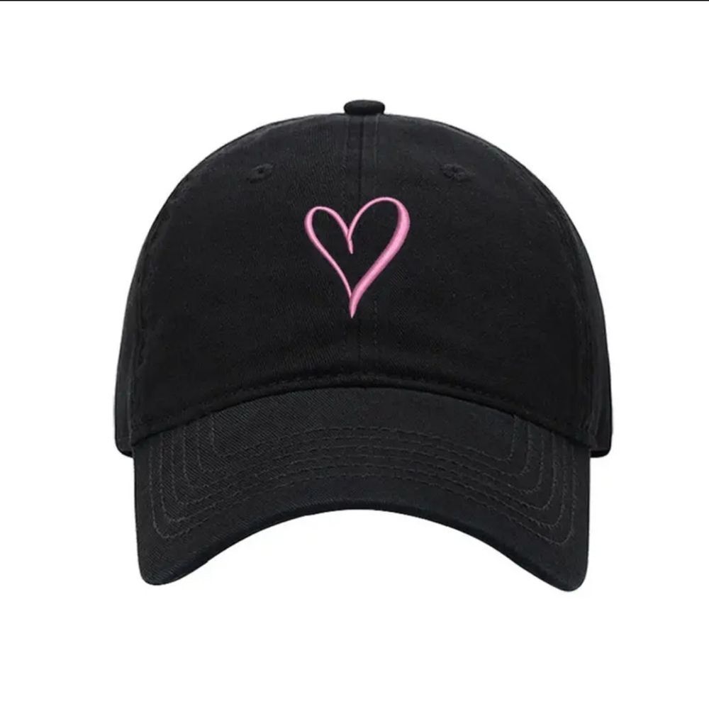 Hand Drawn Heart Hat Womens Embroidered Baseball Cap